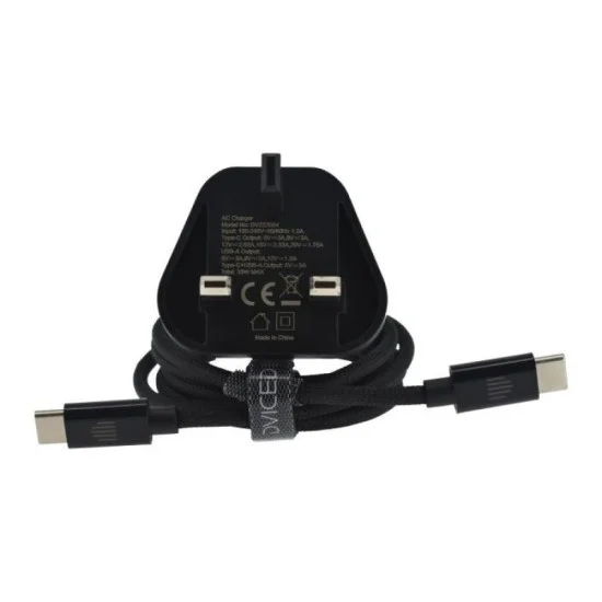 Dviced Wall charger, cable 35W GaN 1 USB-A 1 USB-C UK black